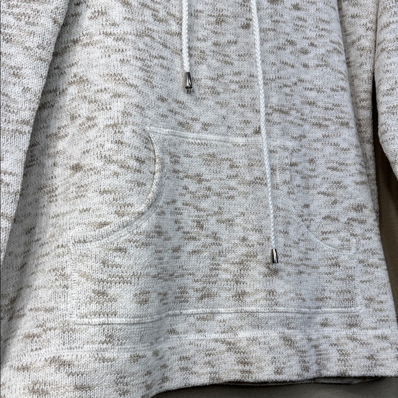 Preswick & Moore Sweater White/TanCowl Neck Kangaroo Pocket in Size L  NWT - Picture 7 of 13